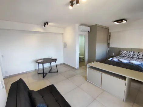 Apartamento Studio Mobiliado Andar Alto Face Sombra com dormitório suíte conjugado sala, ar condicionado, wc suíte