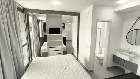 imagem 5 - Apartamento Studio com 50m² sendo 1 quarto/ sala conjugados, com armário, ar condicionado e 1 cama box casal com colchão, ao lado do supermercado Assaí e próximo do Ribeirão Shopping; imagem 5 - Apartamento Studio com 50m² sendo 1 quarto/ sala conjugados, com armário, ar condicionado e 1 cama box casal com colchão, ao lado do supermercado Assaí e próximo do Ribeirão Shopping;